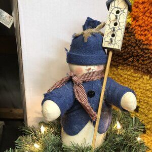 Handmade Pre Lit Clear Snowman Table Wreath Decor Approx 12" Height #F80